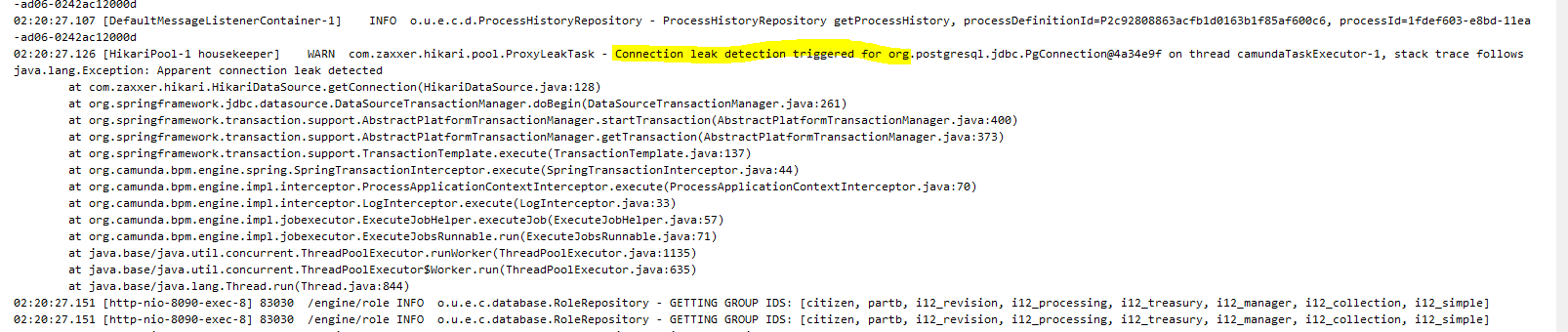 leakdetectionthreshold spring boot