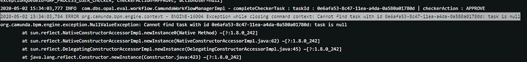 User Task completion error - Camunda Platform 7 Process Engine ...