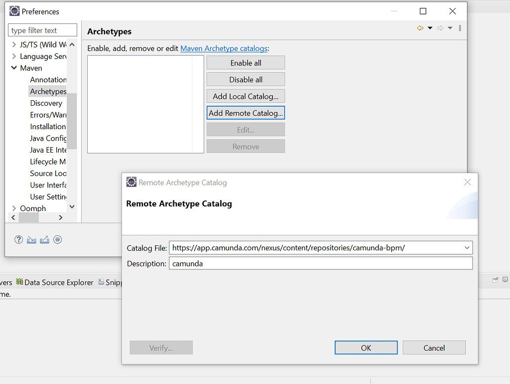 Add Archtypes in preferences Community Extensions Camunda Forum