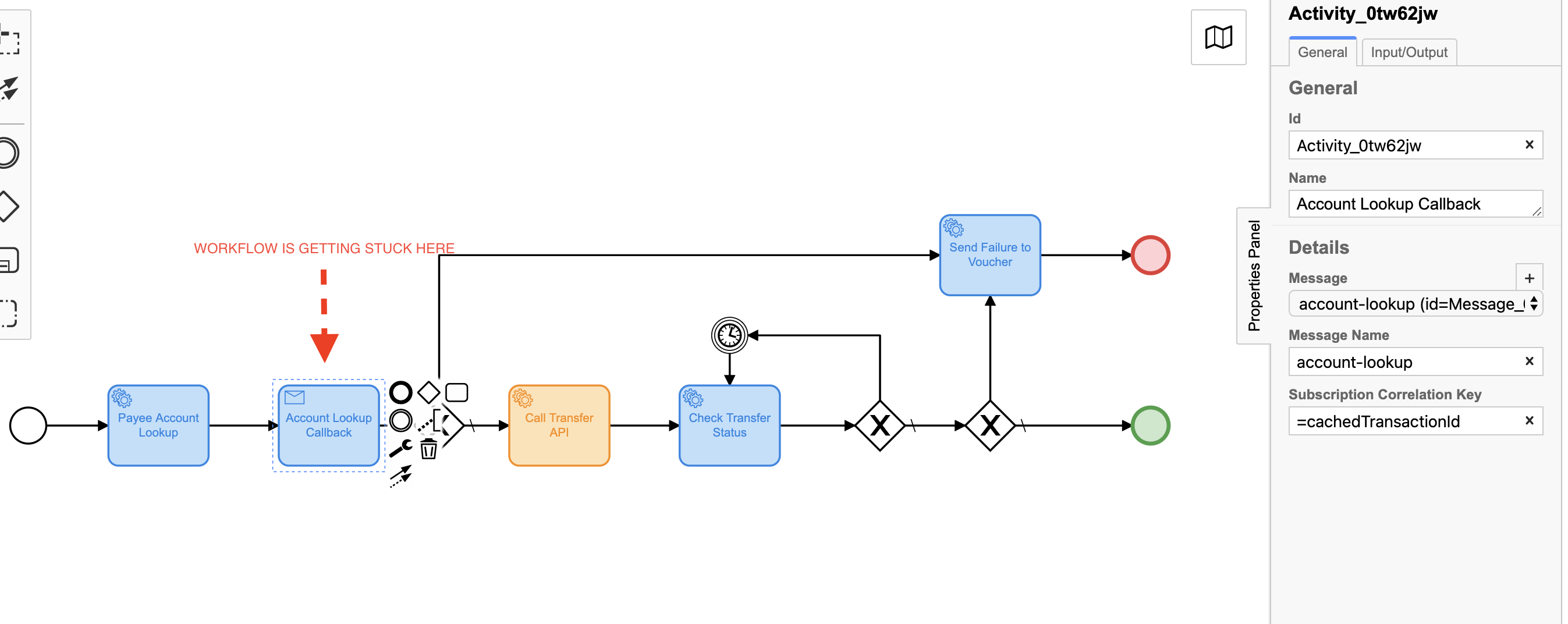 BPMN workflow getting stuck on Zeebe publish message task - Camunda 8 ...