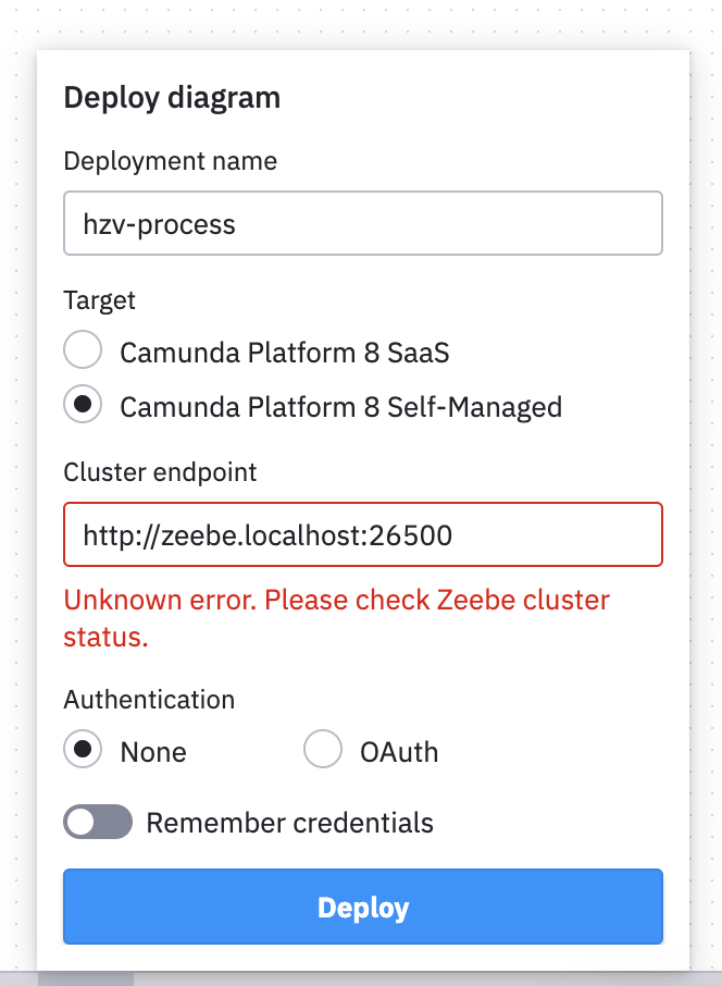 Unknown error. Please check Zeebe cluster status - Camunda 8 Unknown error. Please check Zeebe cluster status - Camunda 8